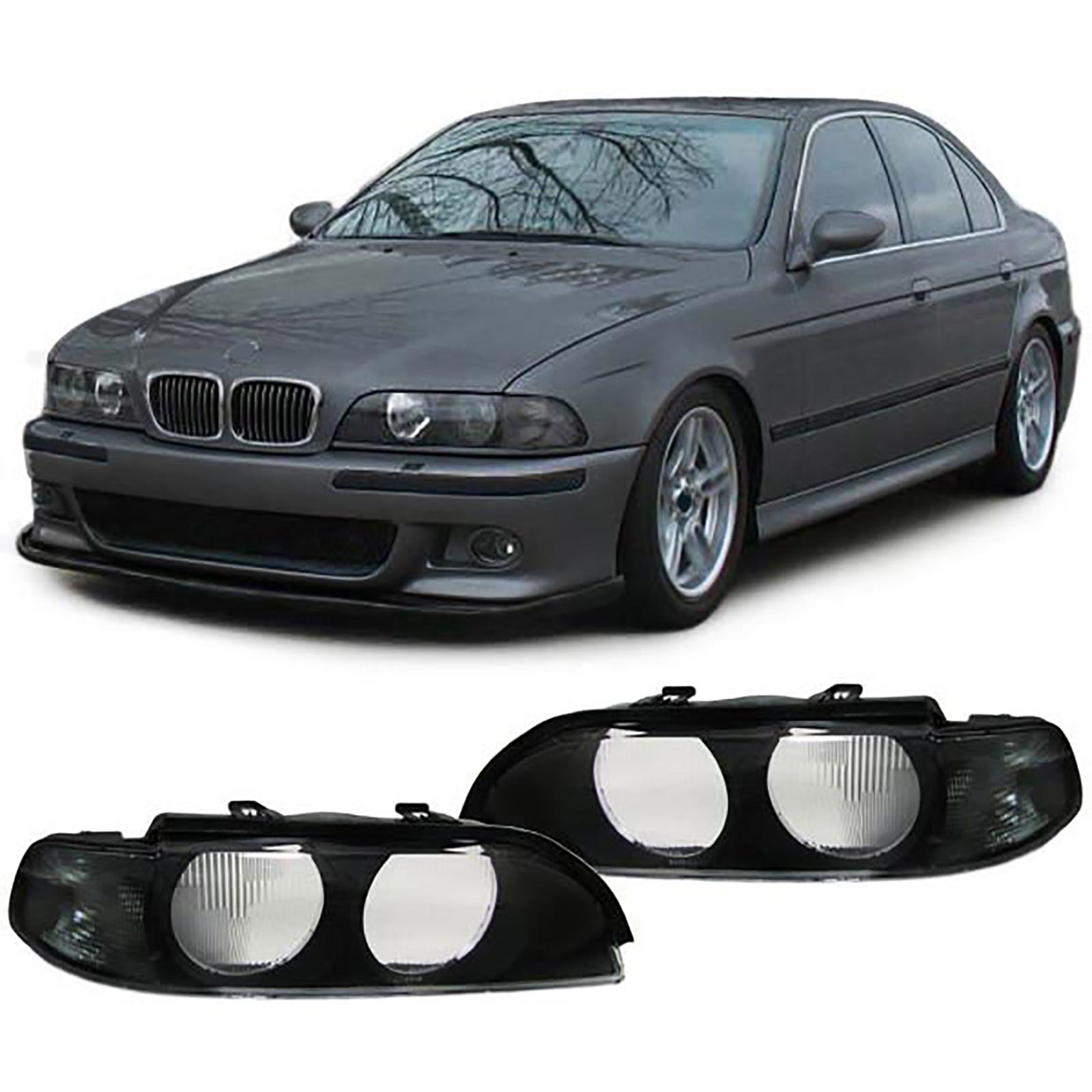 Streuscheiben Scheinwerfergläser Blinker schwarz passend für BMW 5er E39  95-00