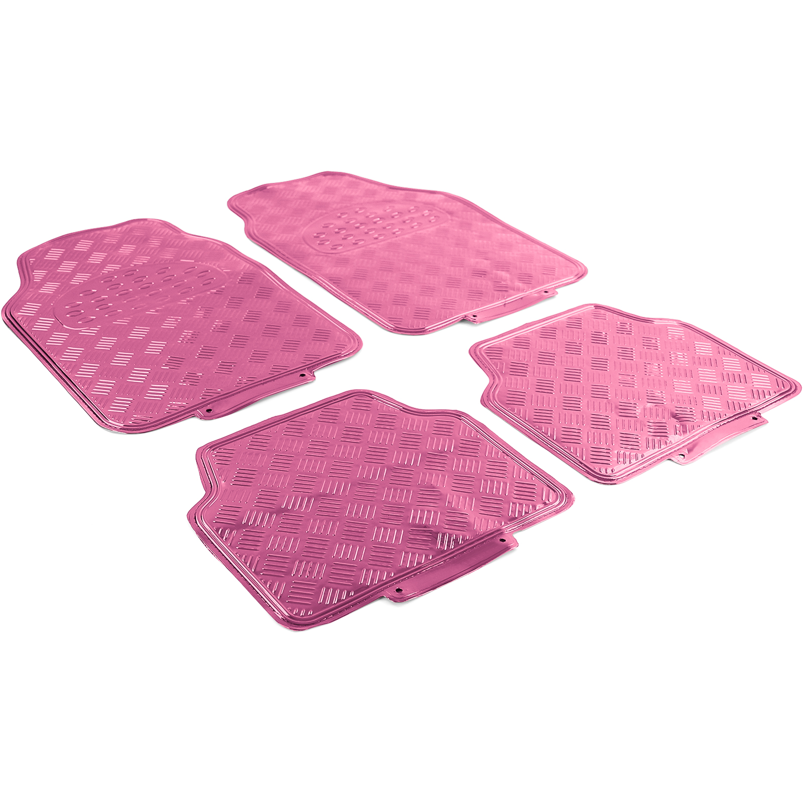 Alu 4-teilig Auto Gummi Pink Fußmatten Chrom universal Optik kaufen Riffelblech
