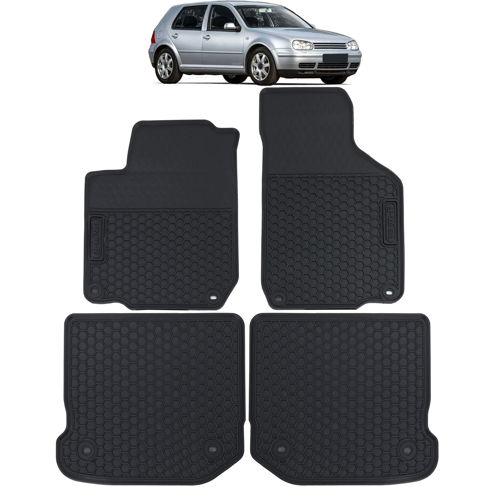Auto Gummi Fußmatten Schwarz Premium Set für VW Golf 4 Limousine