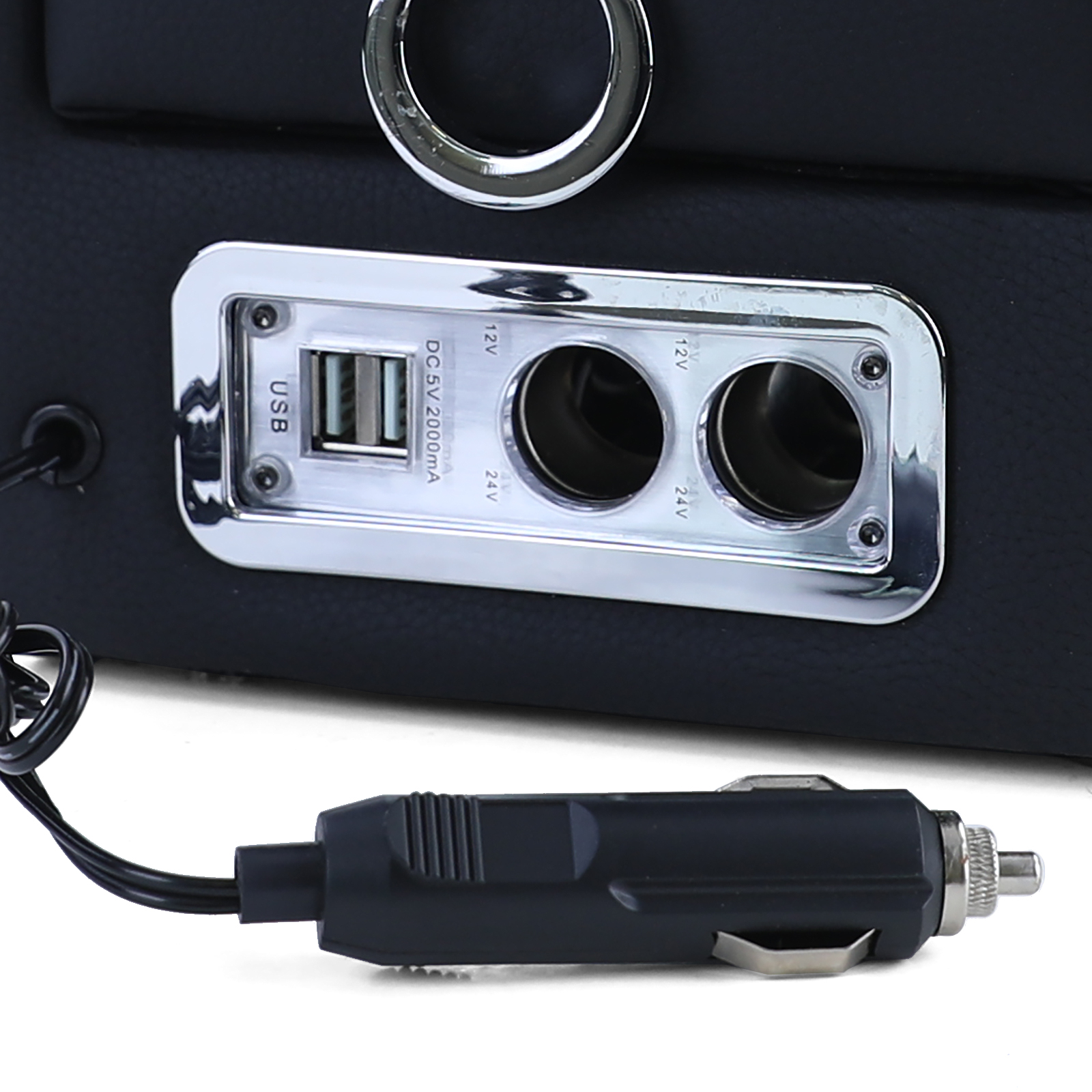 Komfort Mittelkonsole mit Staufach und USB schwarz Leder für VW