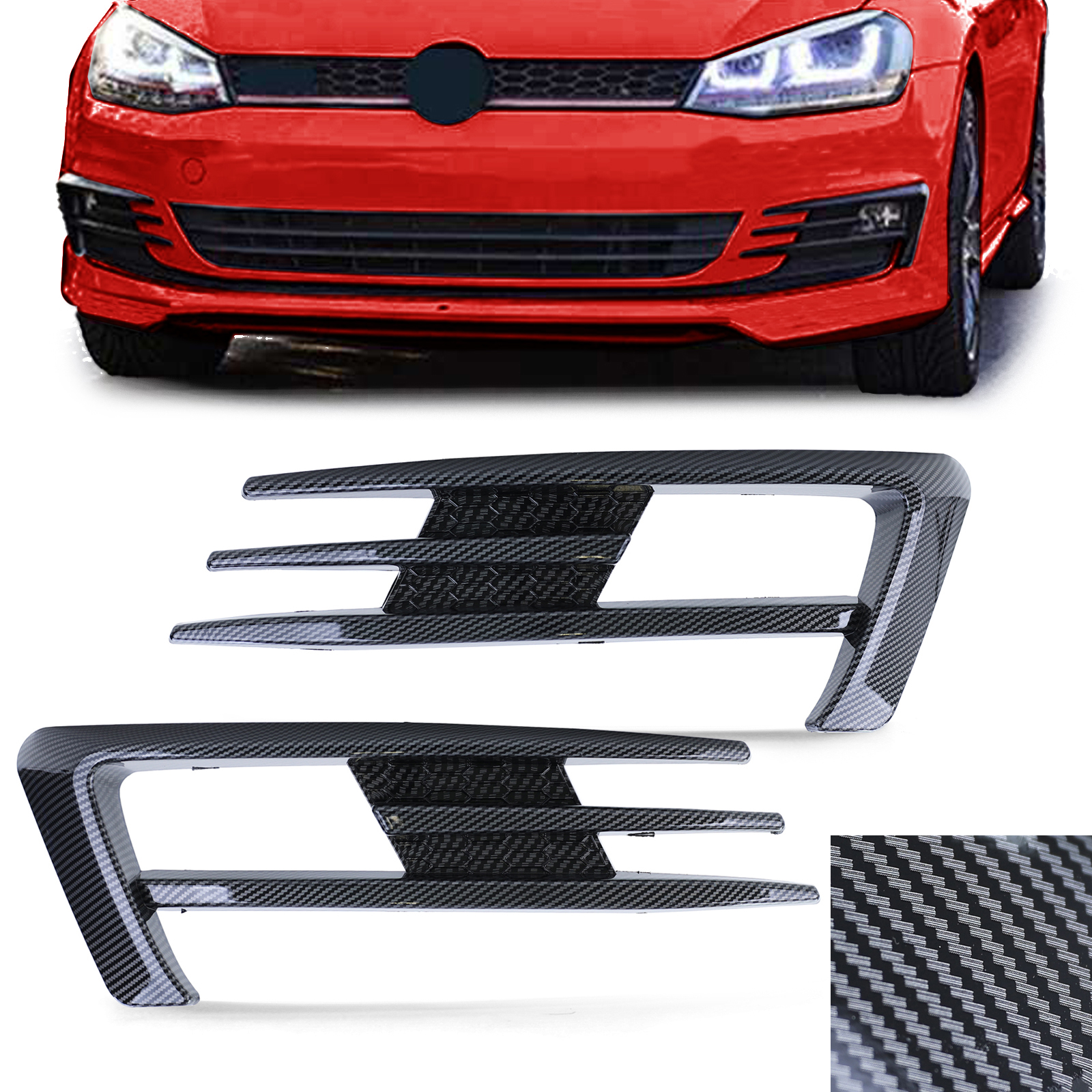 Nebelscheinwerfer Rahmen Gitter GTI Look Carbon Optik für VW Golf 7 12-17  kaufen