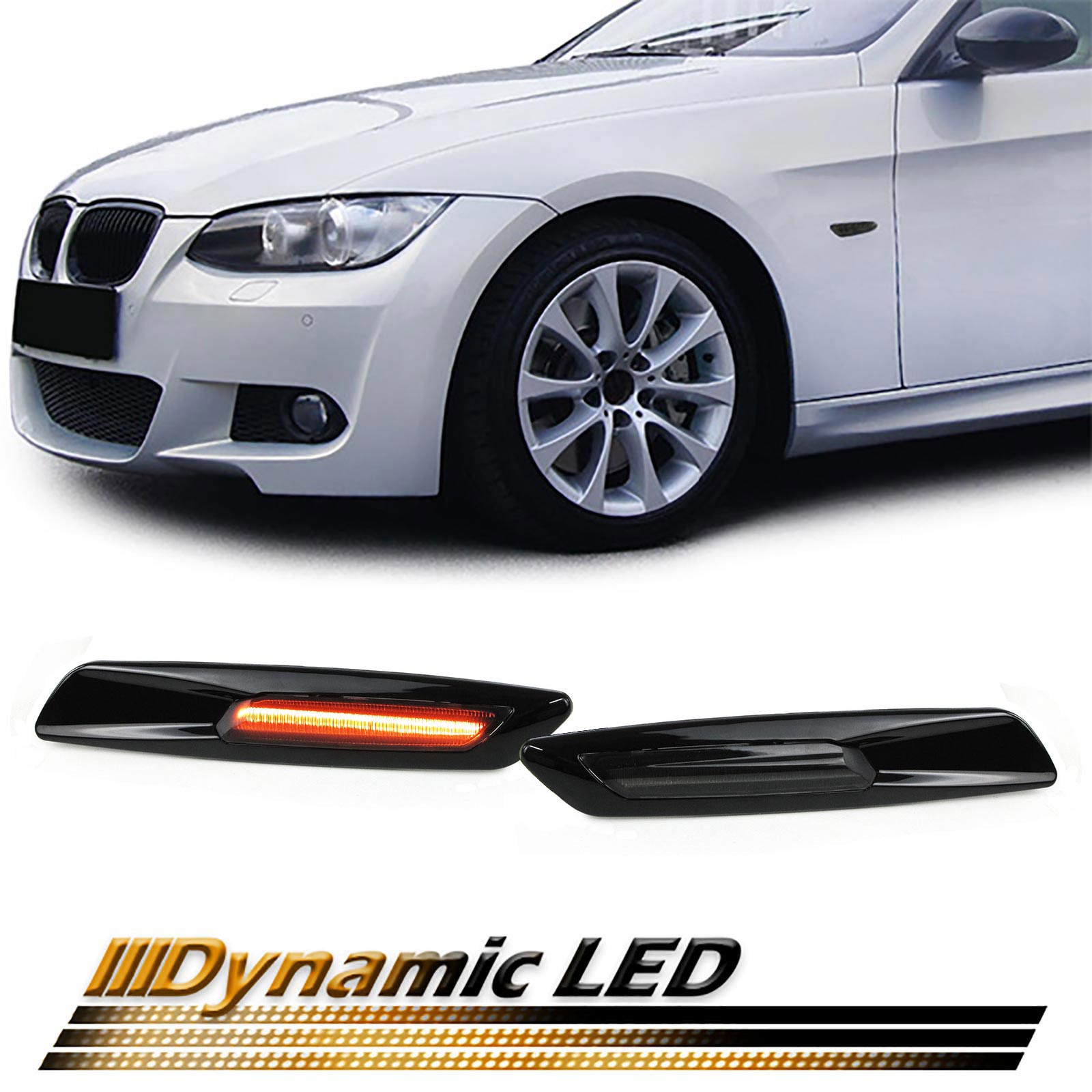 Dynamische LED Seitenblinker Blinker Smoke 2 Stück für BMW E90 E91 E87 E82 E46~