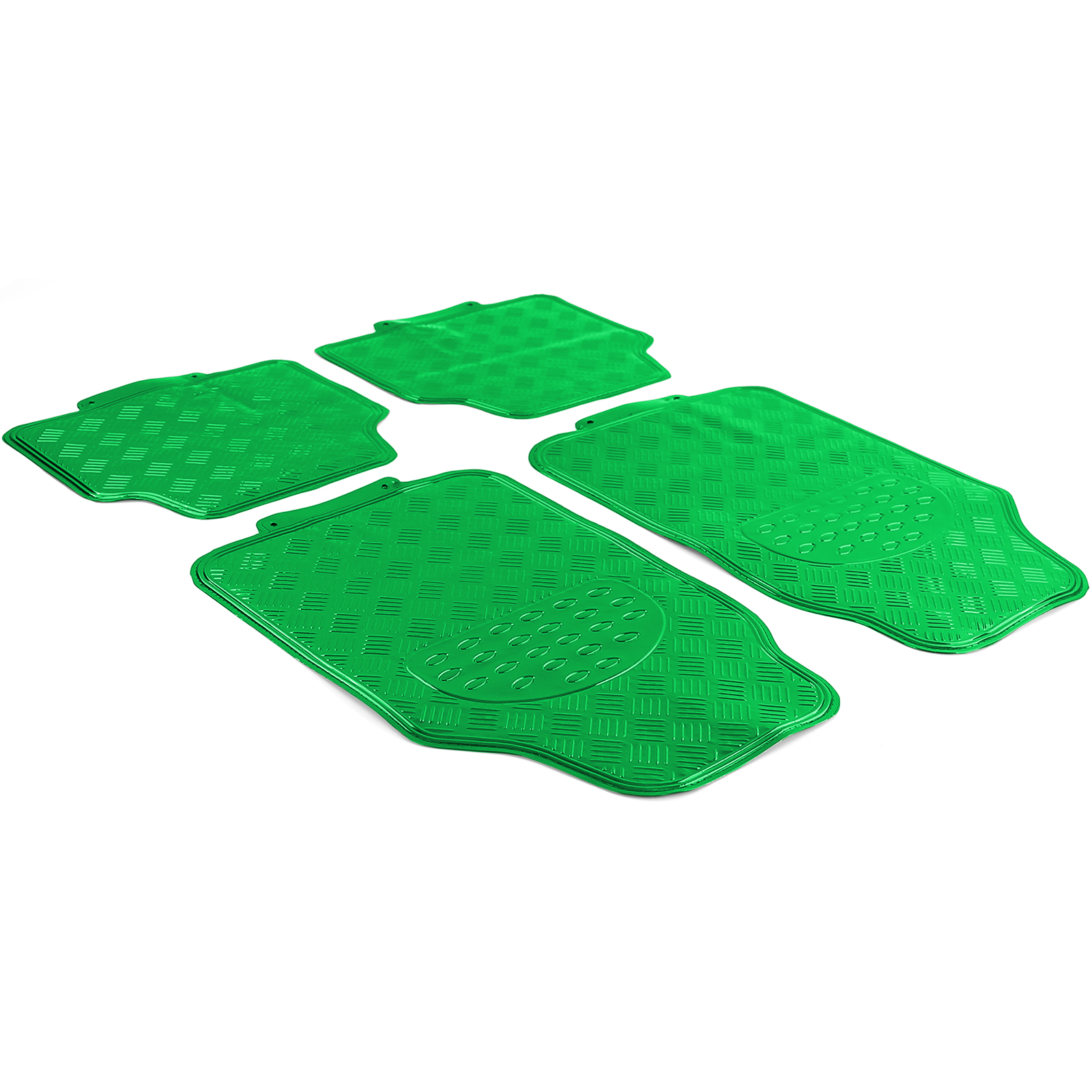 Auto Gummi Fußmatten universal Alu Riffelblech Optik 4-teilig Chrom Grün  kaufen