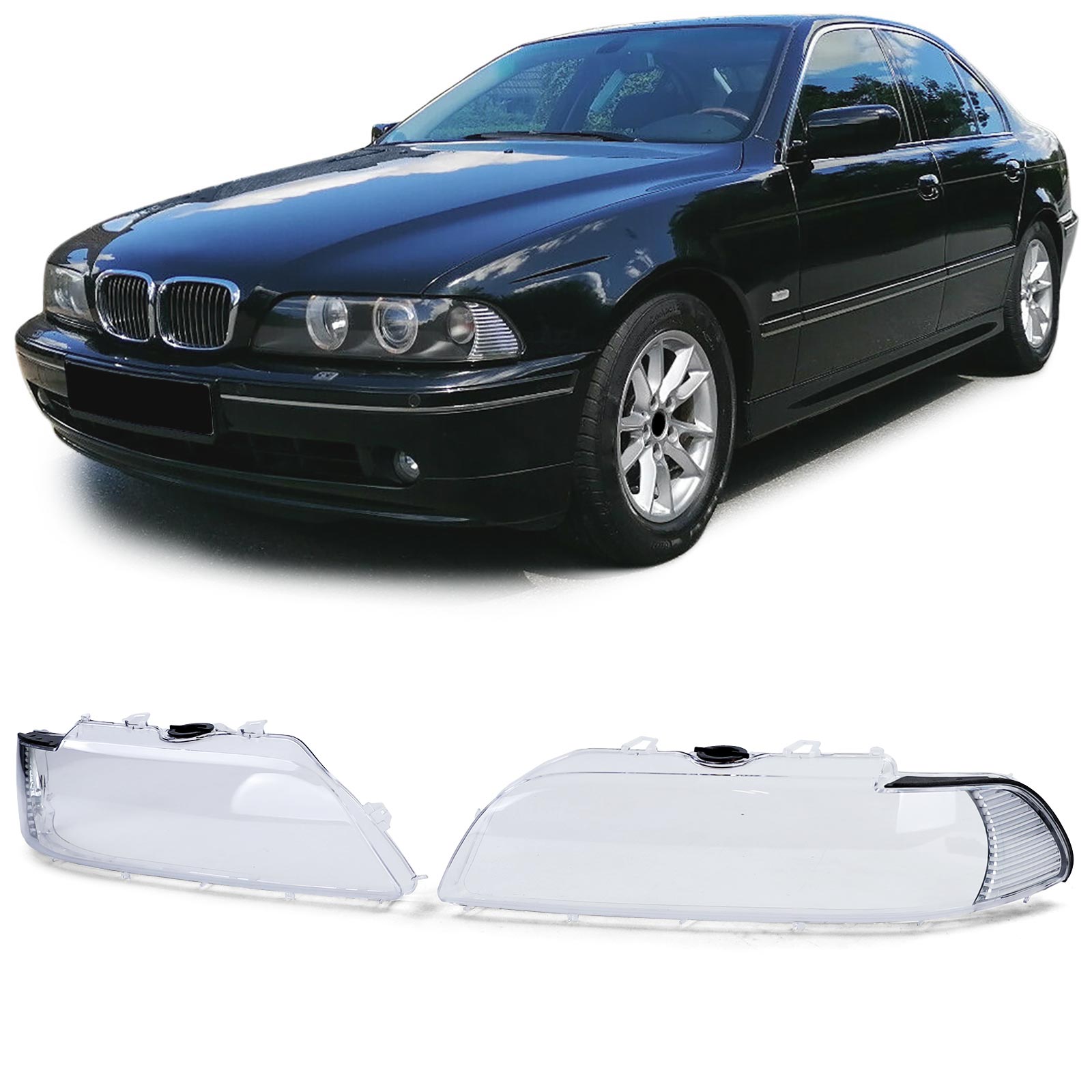 Scheinwerfer mit weißen Blinker rechts + links passend für BMW 5er E39  95-00 : : Auto & Motorrad
