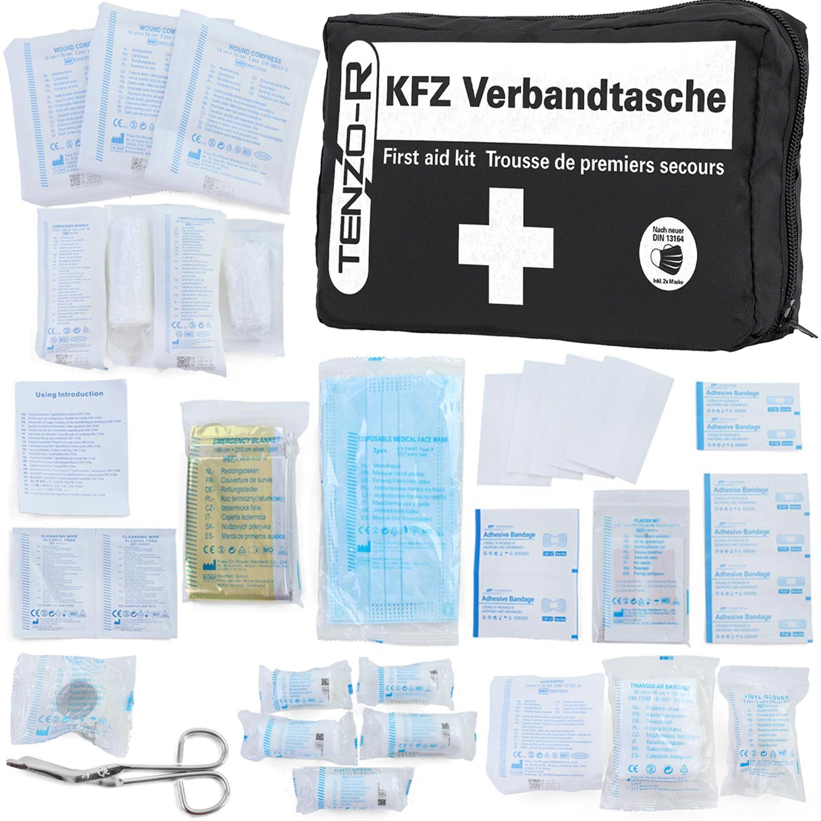 Erste Hilfe Auto KFZ Verband Tasche Verbands Kasten Schwarz 39-teilig  DIN13164 kaufen