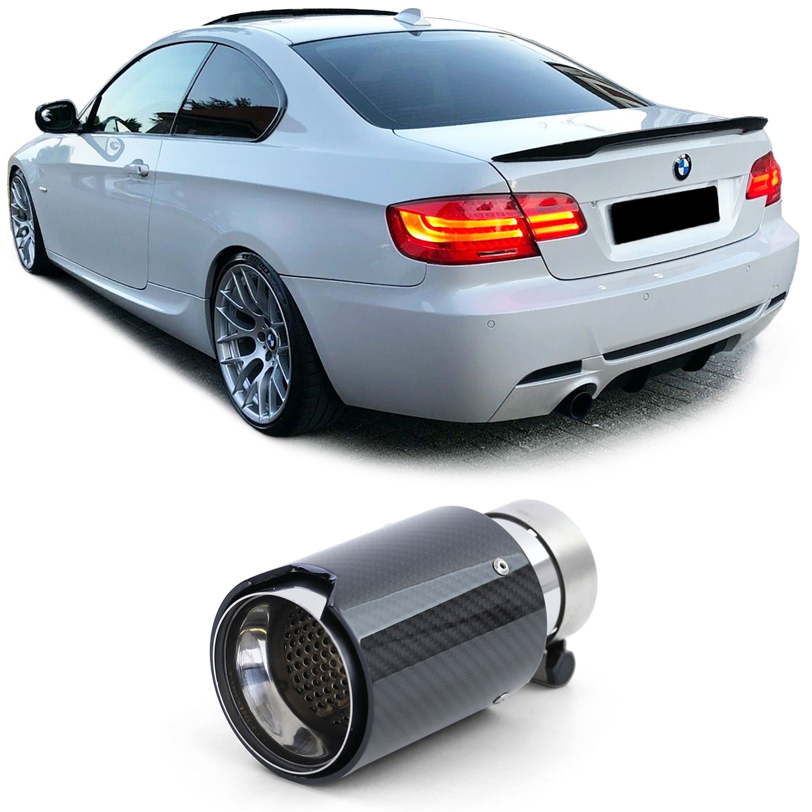 Auspuff Endrohr Sport Carbon Schwarz Universal passend für diverse BMW  Modelle kaufen