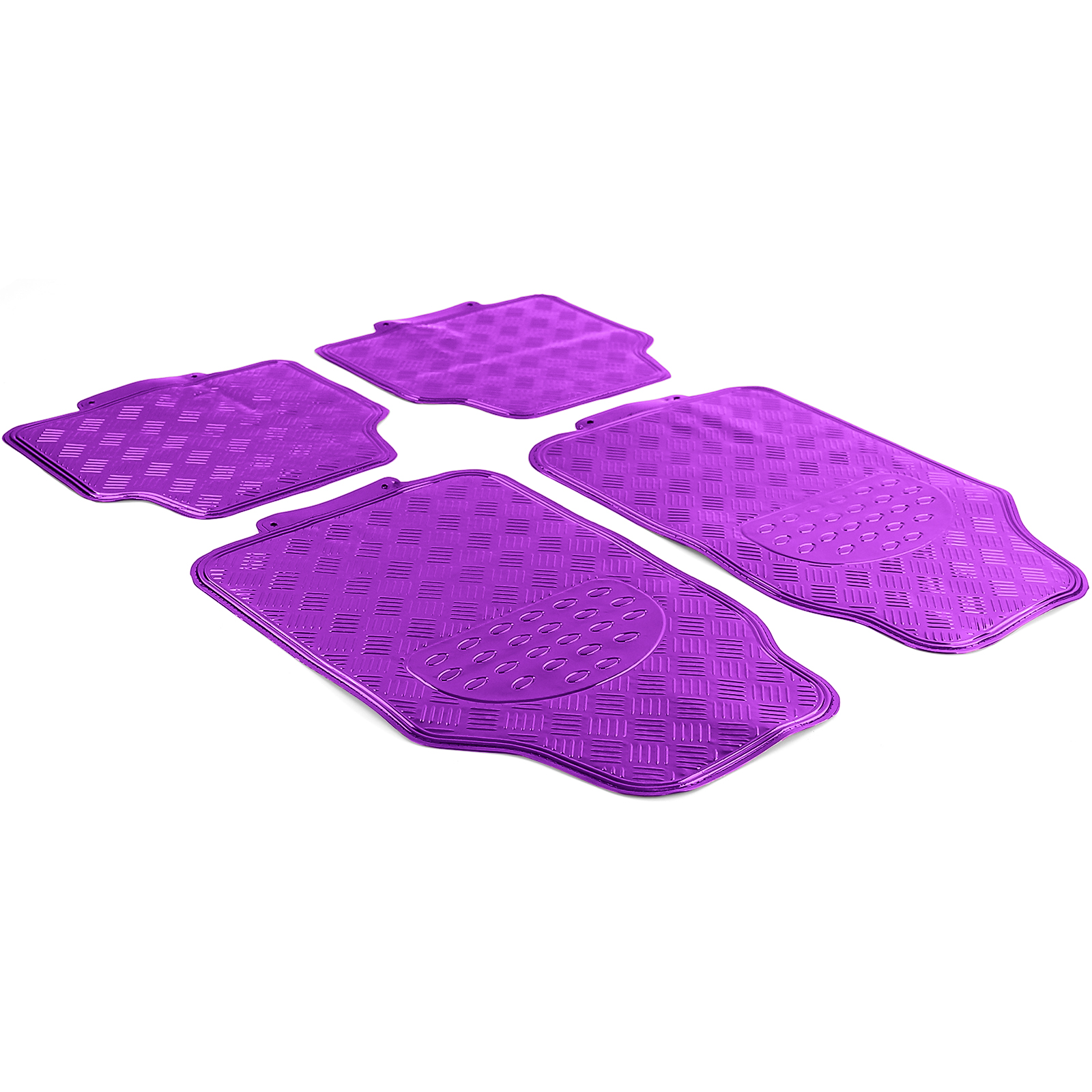 Auto Gummi Fußmatten universal Alu Riffelblech Optik 4-teilig Chrom Lila  Violett kaufen