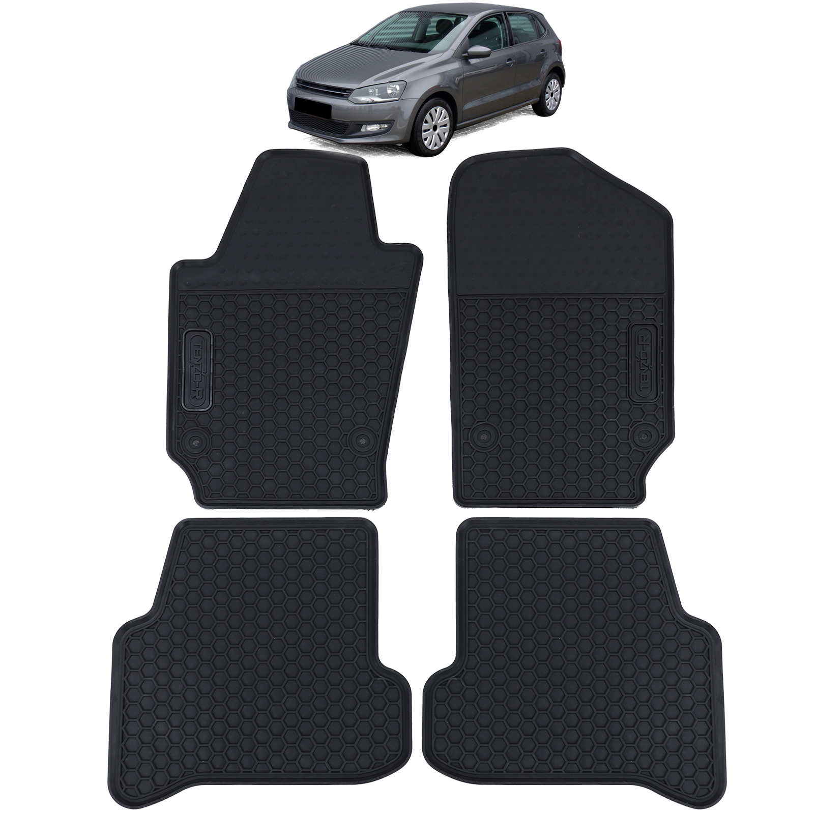 Auto Gummi Fußmatten Schwarz Premium Set für VW Polo 6R 6C 09-17
