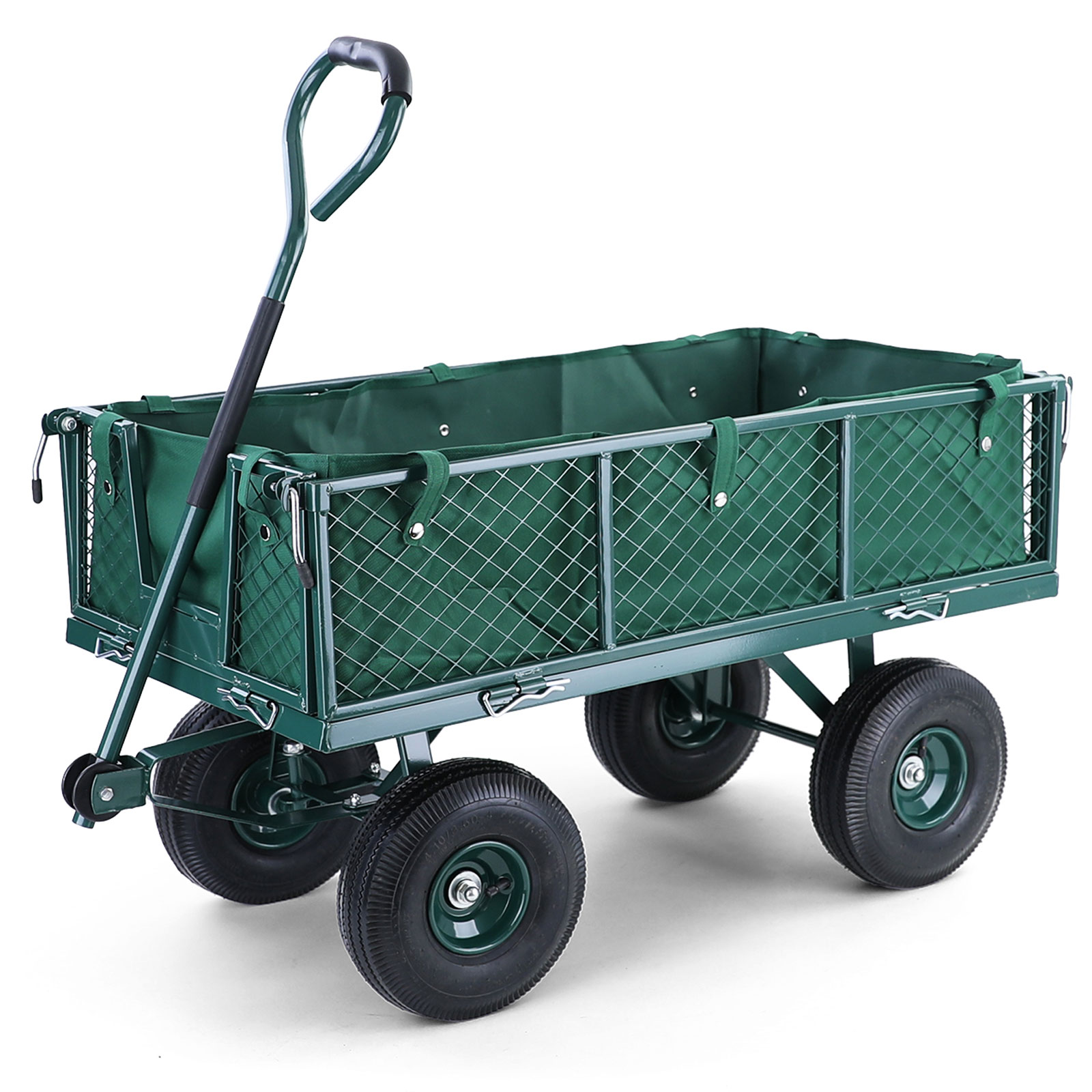 Handwagen Luftreifen bis 550kg Karre Transportwagen Garten grün Außenschubkarre 