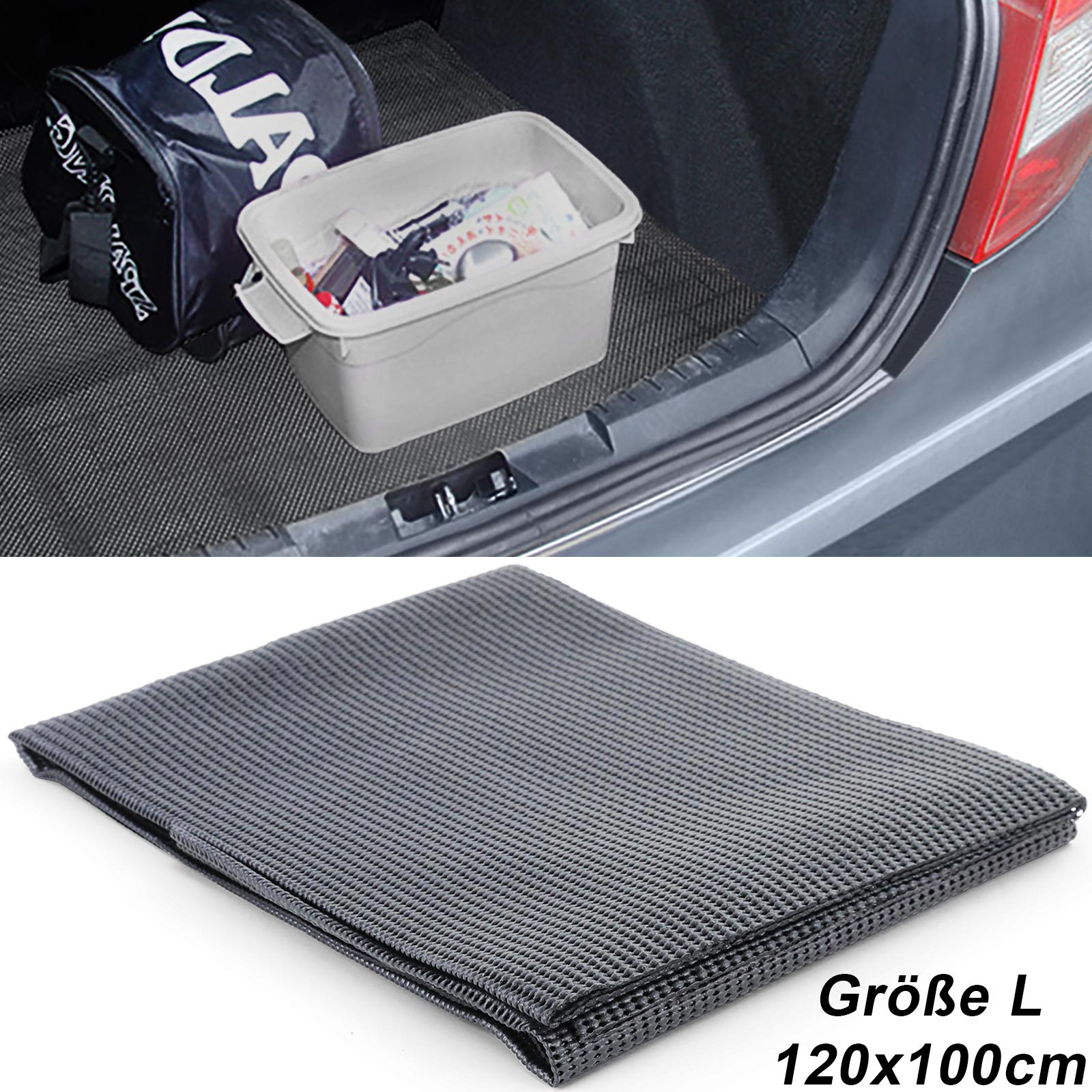 Kofferraum Schutzmatte für Fahrzeuge ohne Kofferraum Staufach, wendbar mit  Velours oder Anti-Rutsch