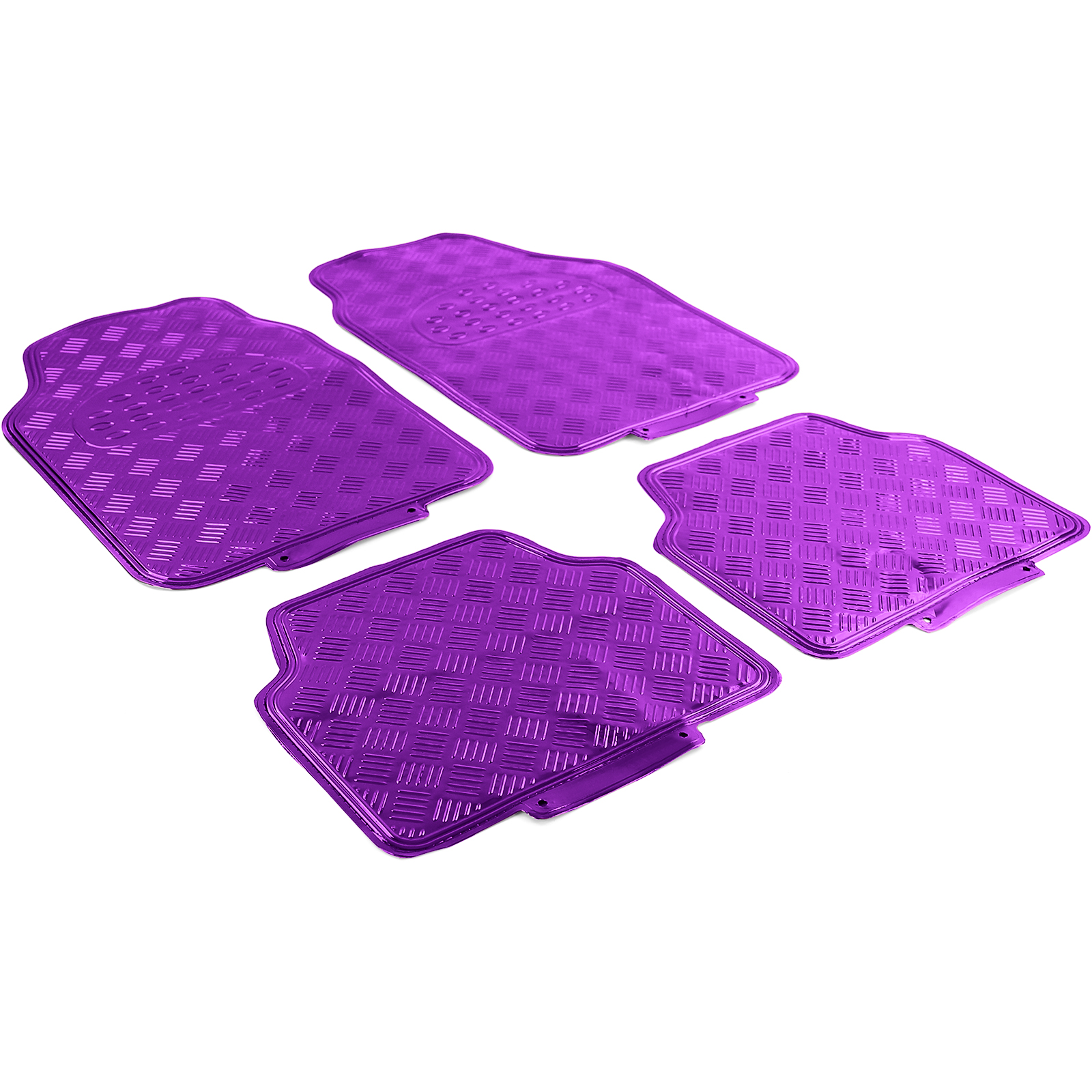 Auto Gummi Fußmatten universal Alu Riffelblech Optik 4-teilig Chrom Lila  Violett