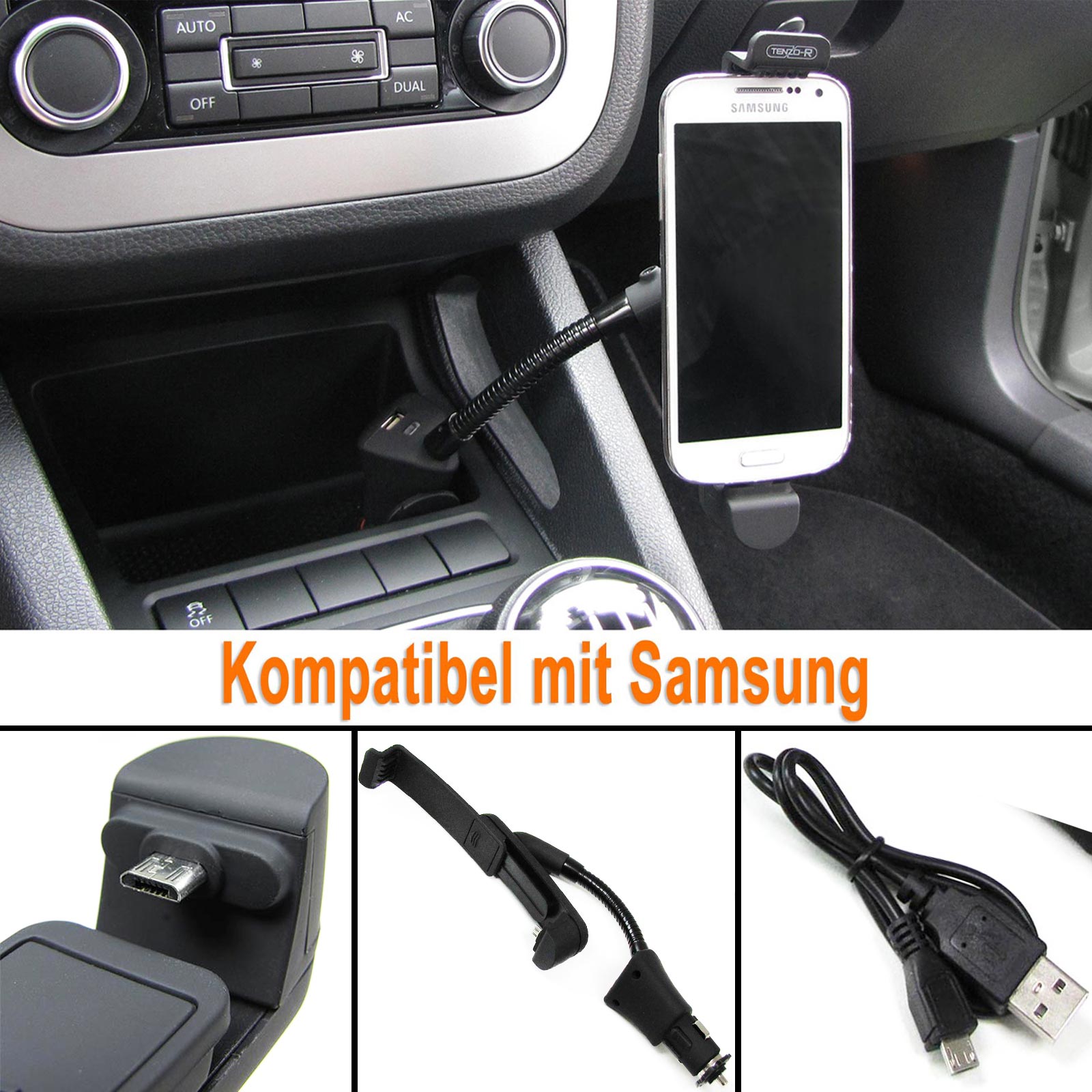 Aktive KFZ Auto Handy Halterung mit Ladestation für Samsung S4 S5