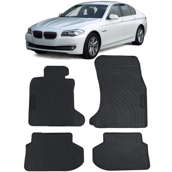 Auto Gummi Fußmatten Schwarz Premium Set passt für BMW F10