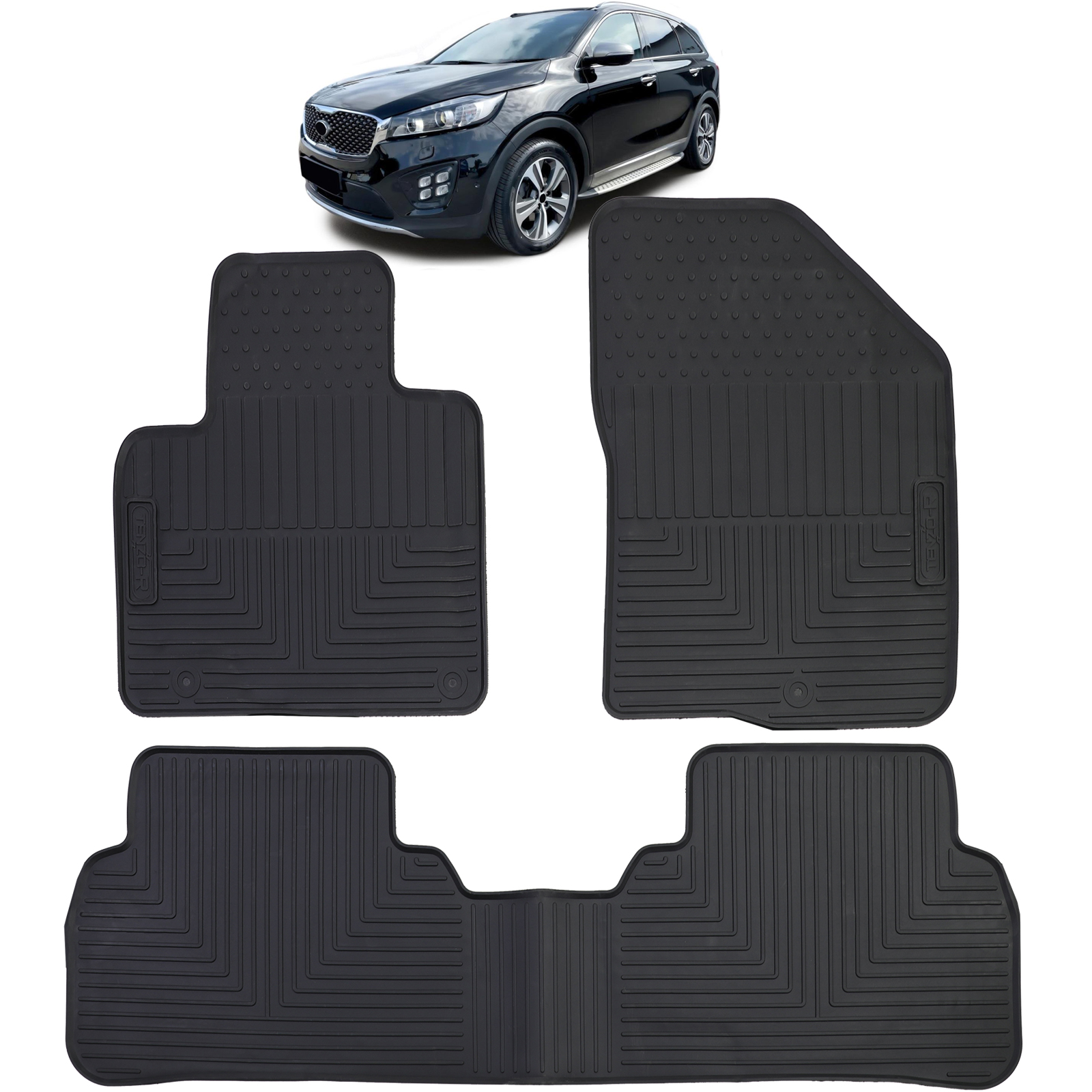 Auto Gummi Fußmatten Schwarz Premium Set für Kia Sorento 3 15-20