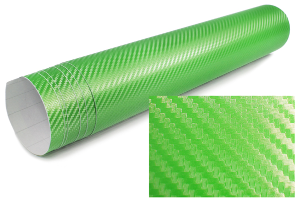TipTopCarbon 6,57€/m² 3D Carbon Folie grün BLASENFREI 3m x 1,52m mit Luftkanäle Autofolie selbstklebend 