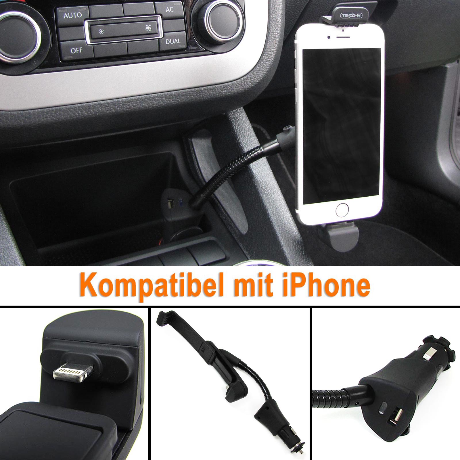 Aktive KFZ Auto Handy Halterung mit Ladestation für iPhone 5 5C 5S 5SE 6 6S  kaufen