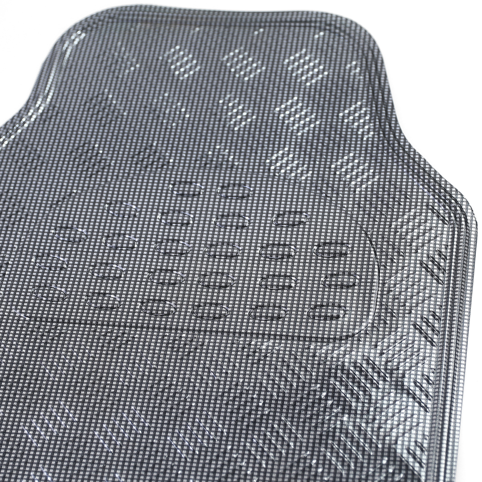Auto Gummi Fußmatten universal Alu Riffelblech Optik 4-teilig Chrom Carbon  kaufen