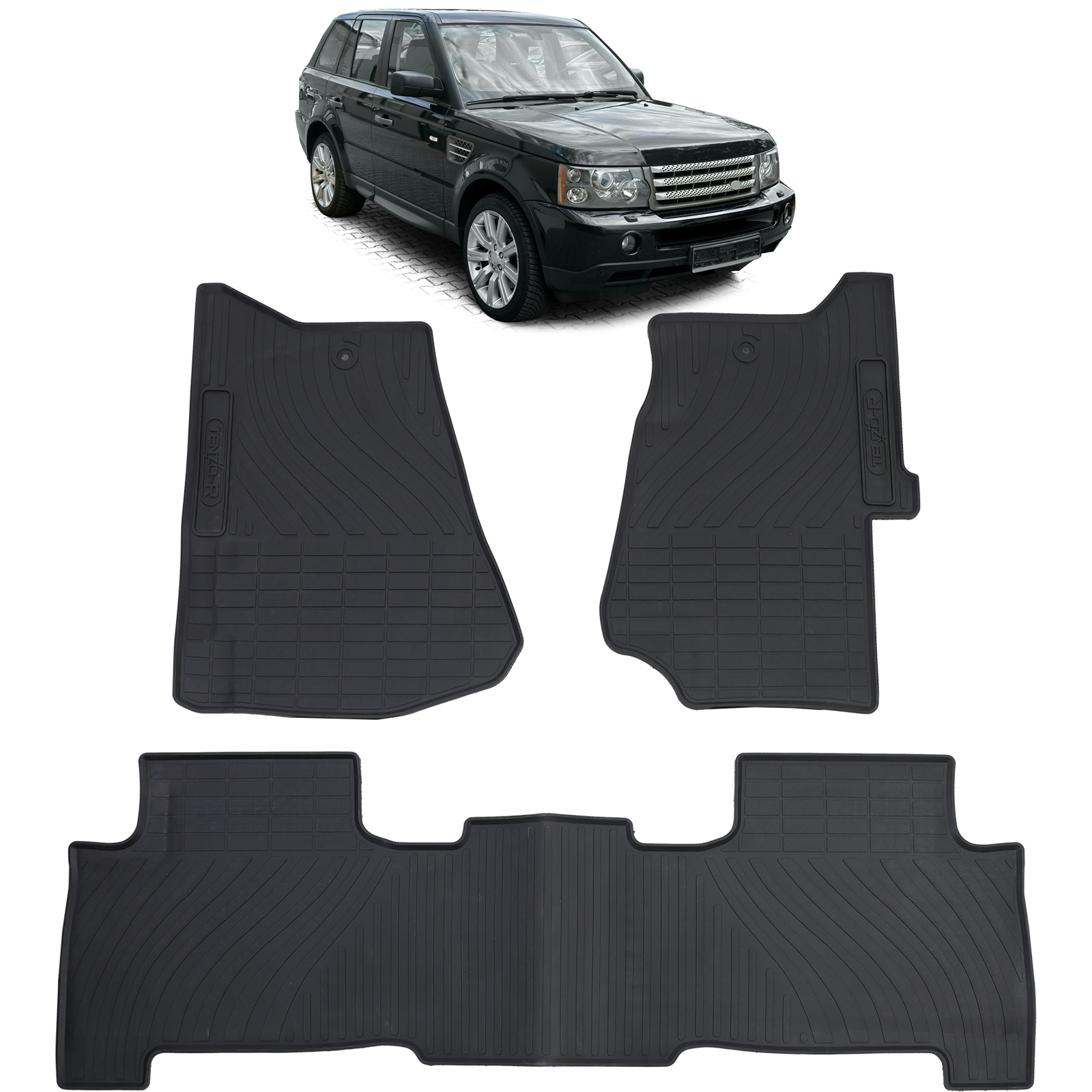 Auto Gummi Fußmatten Schwarz Premium Set für Range Rover Sport LM
