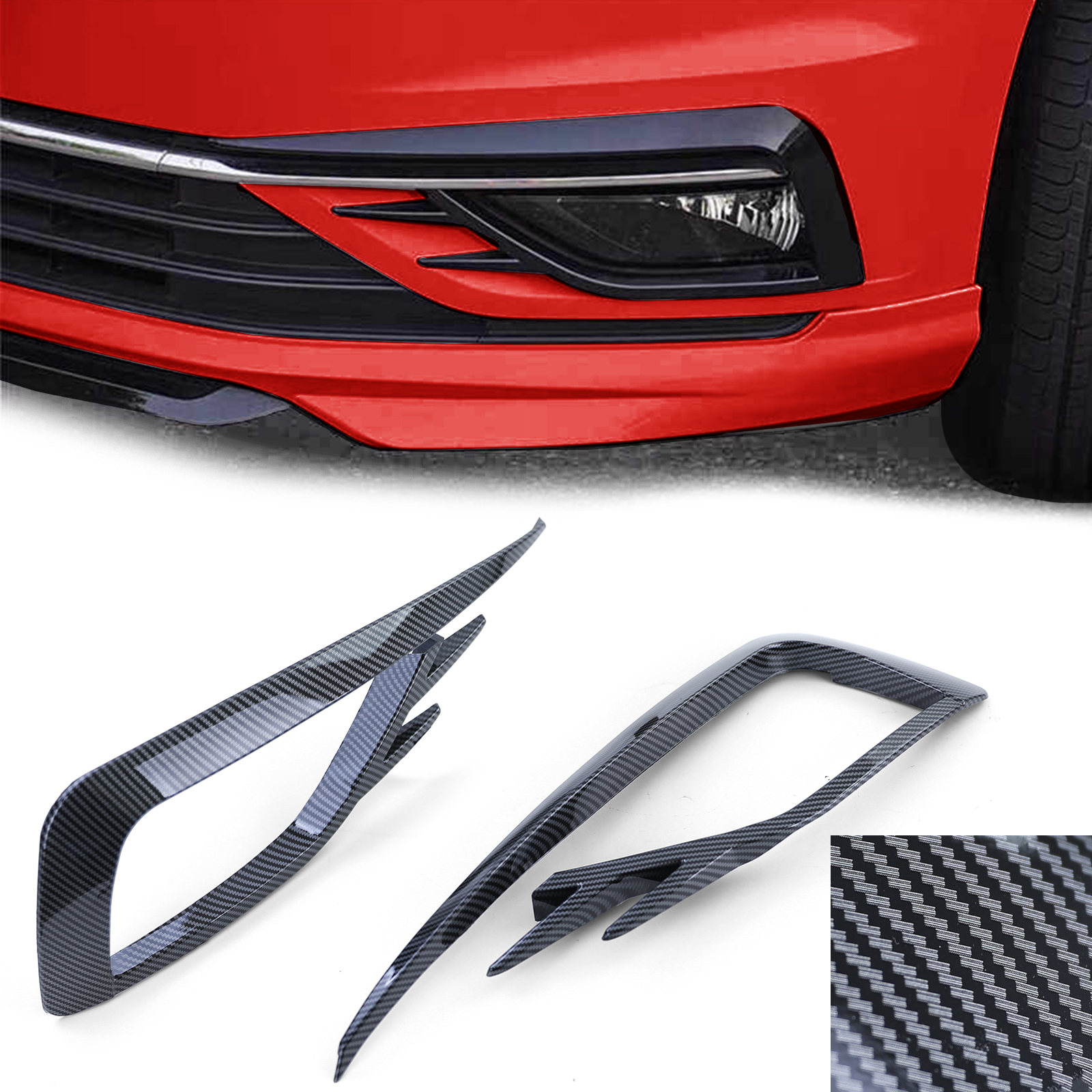 Nebelscheinwerfer Rahmen Gitter GTI Optik Carbon Look Glanz für VW
