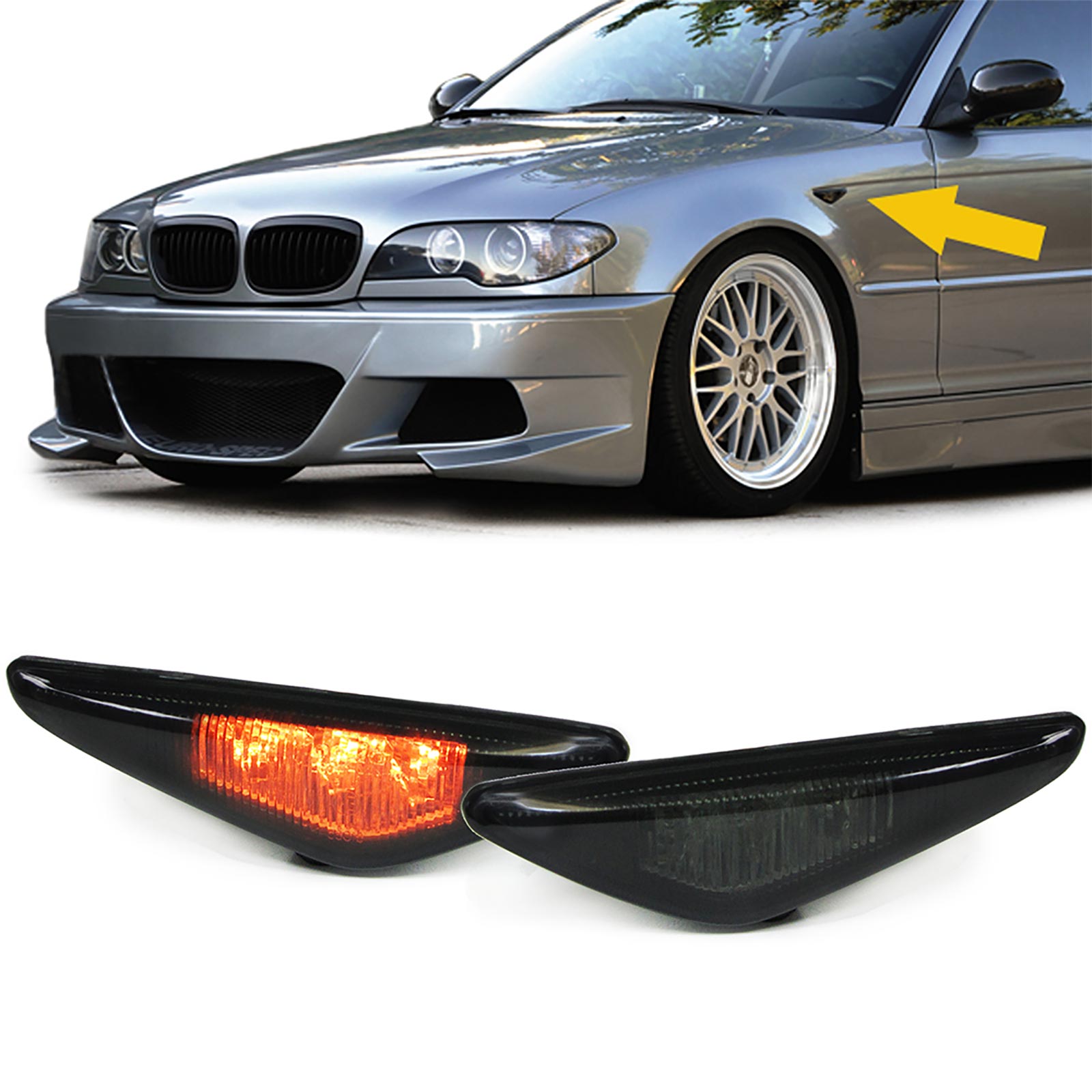Klarglas LED Seitenblinker schwarz smoke für BMW 5er E39 95-03 