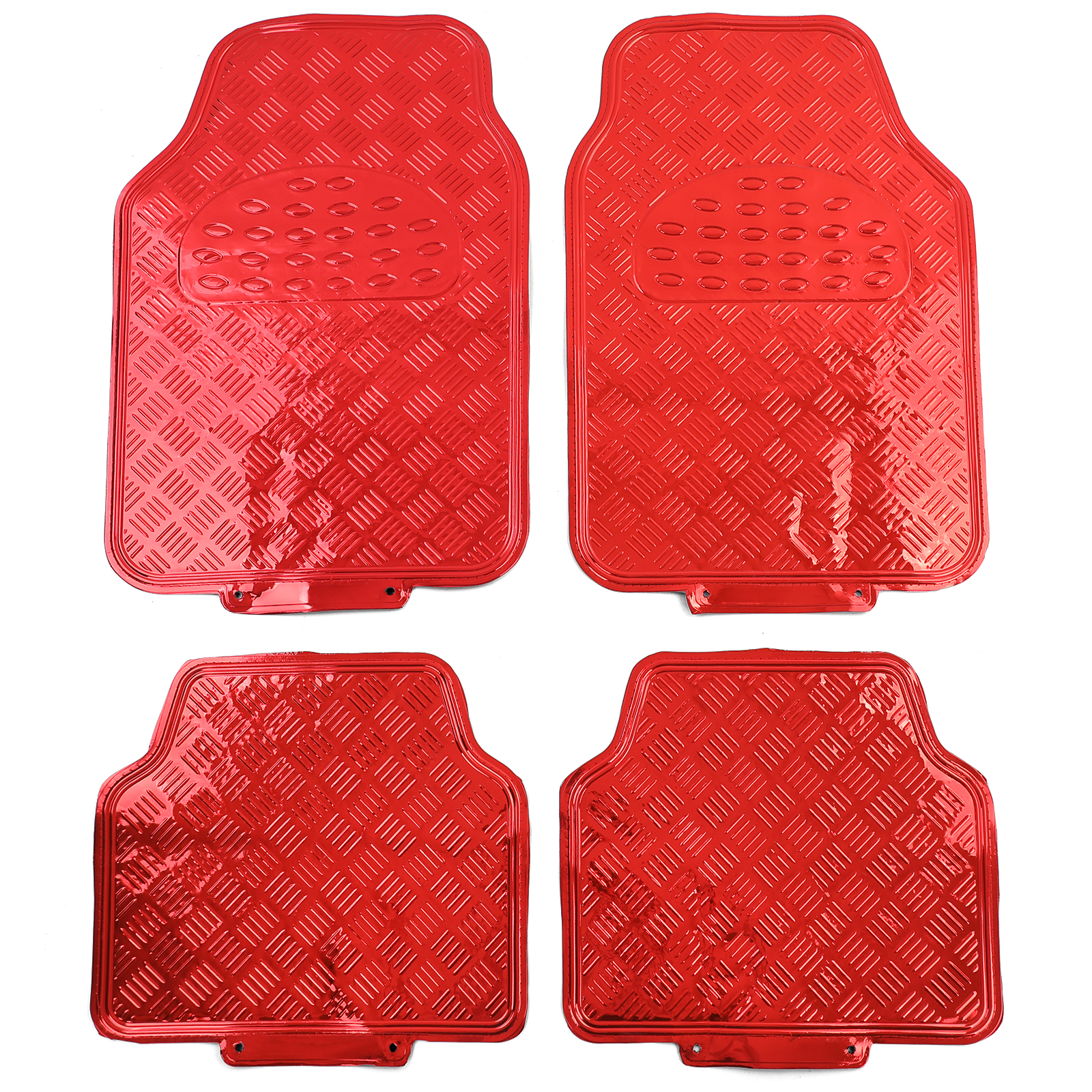 Universal Auto Fußmatten 5-teilig Alu Chrom Optik rot Marrok