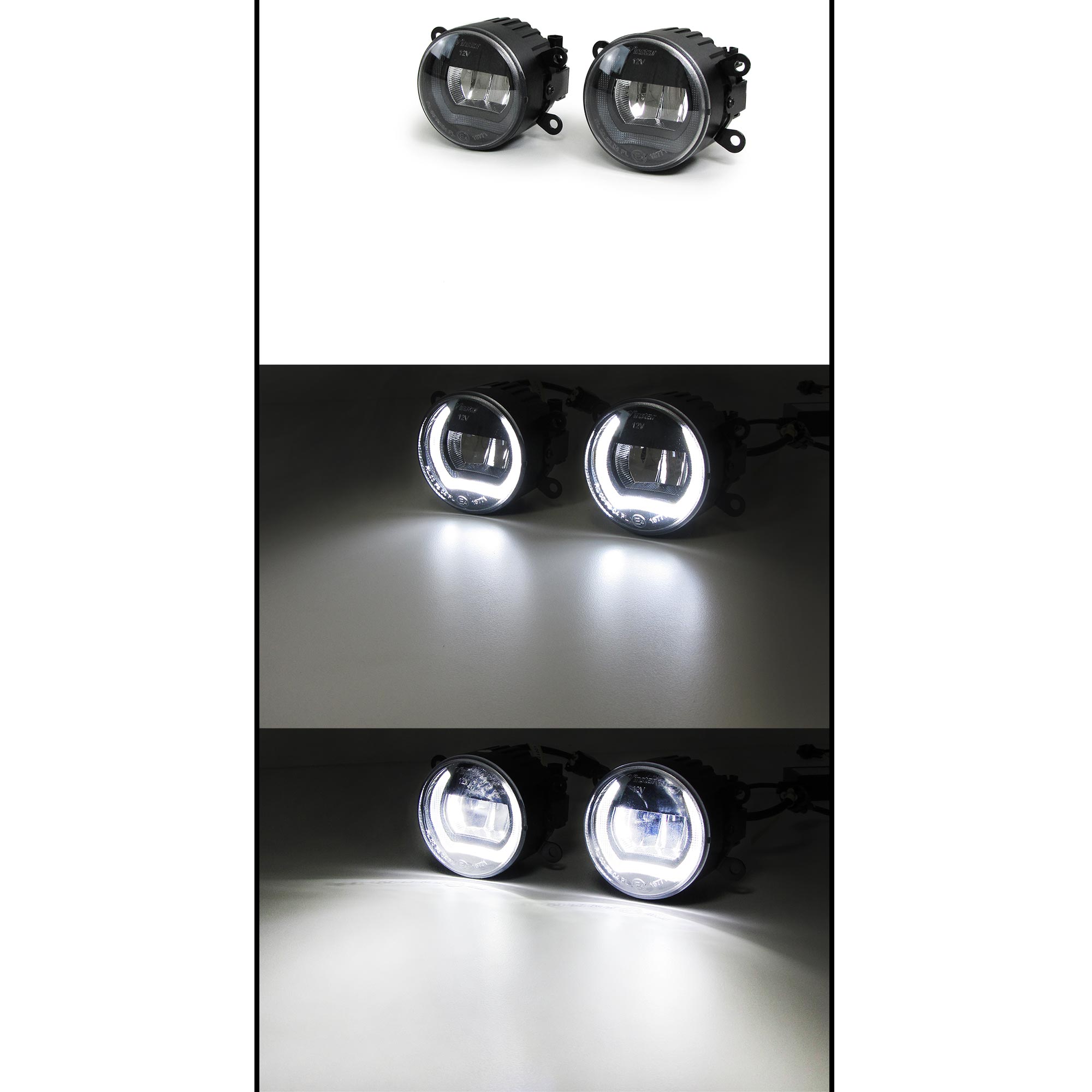Klarglas LED Nebelscheinwerfer mit Tagfahrlicht universal 90mm schwarz  kaufen