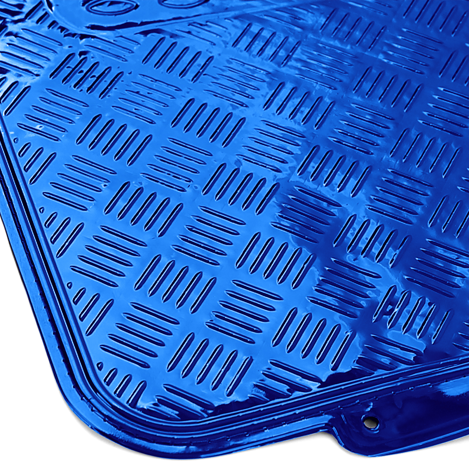 Auto Gummi Fußmatten universal Alu Riffelblech Optik 4-teilig Chrom Blau  kaufen