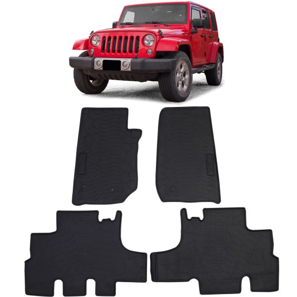 Auto Gummi Fußmatten Schwarz Premium Set für Jeep Wrangler JK 07-19 kaufen