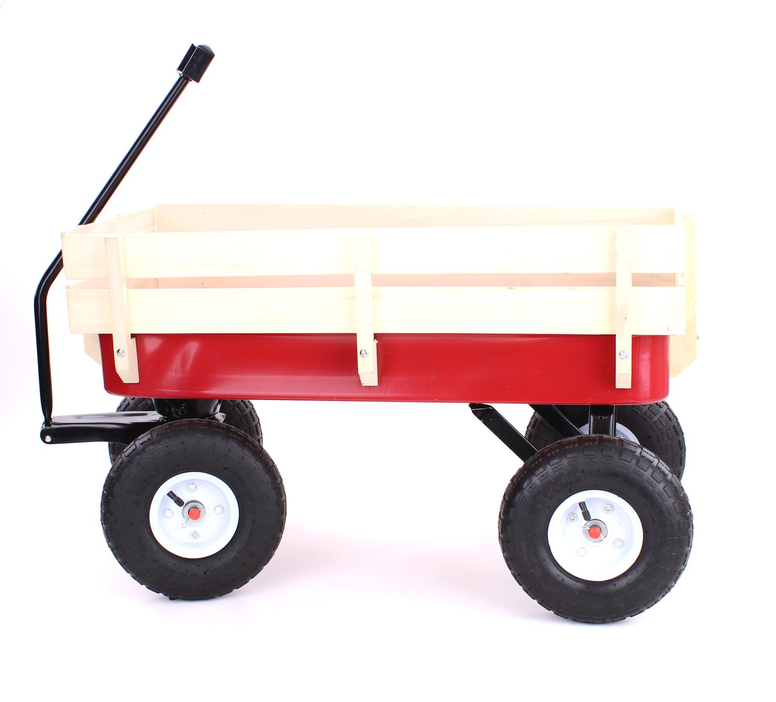 Garten Transport Handwagen Bollerwagen mit Holzaufsatz bis 150kg Rot